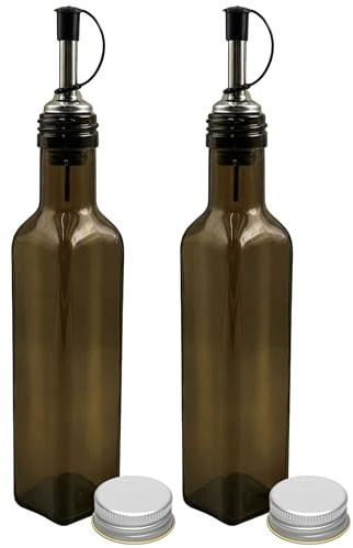 Devitre 2 Ölflaschen 250 ml mit Ausgiesser Ölspender Essig und Öl Set Glas