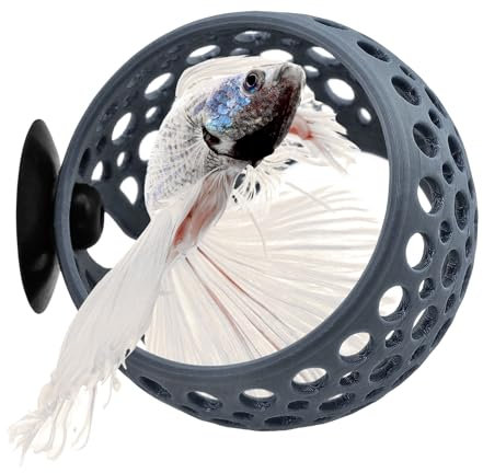 byMazy Betta Cave Lounge | Fish Tank Hideout & Hammock Ornament, Swim-Through for Betta, Small Fish, Shrimp – Aquarium Decoration with Plant Holder (Anthracite Grey, Small)