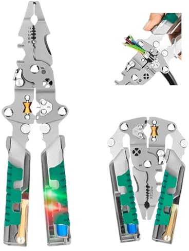 8 in 1 Electricians Pliers, Wire Strippers Electrical, Electrical Pliers for Wire Stripping Cutting, Cable Stripper Tool Electrician Multifunctional, Folding Stylus Screwdriver Wire Stripper