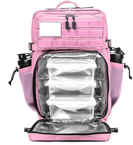 YETGFBH Multifunktional Angelrucksack 45L Mahlzeit Management Rucksack Erwachsene Isolierte Mittagessen Athleten Gym Tasche Sport Daypacks Mit Flasche Halter(Pink)