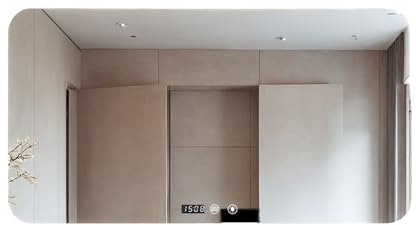 Espejo de Baño con Luz. Espejo Rectangular de Pared con Enchufe, 3 Tonos de Color, Ajuste de Brillo y Antivaho, con Indicador de Hora y Temperatura. Ideal para Baño o Tocador. (Horizontal – 90x70cm)