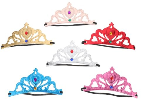 IMIKEYA 6pcs Couronne pour Anniversaire Garçon et Filles en Tissu Ferme Différentes Couleurs, Serre-tête Style Reine pour Cosplay ou Fête Saisonnière