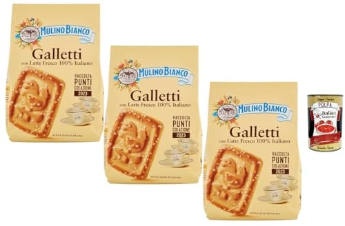 Italian Gourmet Bundle Galletti Butterkekse 3x 350g + Italian Gourmet Polpa GRATIS – Knusprige Frühstückskekse Kaffee Kekse Vorrat Italienischer Stil 1,05kg