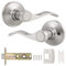 Probrico Stainless Steel Pair Lever Keyless Passage Door Lock, Satin Nickel Lockset Door Handle Knob Wave Style
