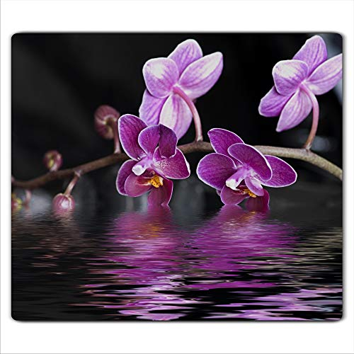 Gsmarkt | Herdabdeckplatte Schneidebrett Spritzschutz 60x52 | Bild auf Glas | Sicherheitsglas Gehärtetes Glas Bild | Motiv Orchidee