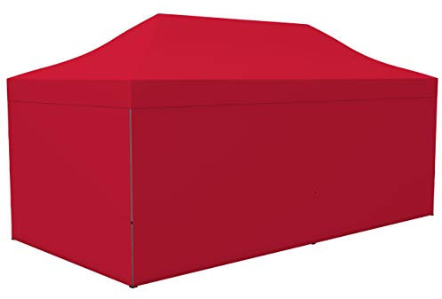 Vispronet Profi Faltpavillon Basic - 3x6 m in Rot - 4 Vollwände - Scherengittersystem - Farbe & Größe wählbar