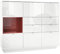 Vladon Highboard Sideboard Metro V2, Made in Germany, Korpus in Weiß Hochglanz/Fronten in Weiß Hochglanz mit Einsatz in Bordeaux Hochglanz