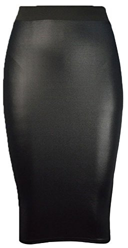 Candid Styles Womens Ladies Wet Look PVC Faux Leather Mini Midi Maxi Peplum Skater Skirts 8-26 Pencil SM