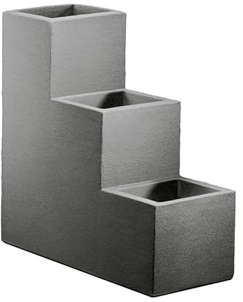 Kölle Pflanzkübel-Treppe Kubus grau, 60x27x60 cm, 60 Liter Erdvolumen