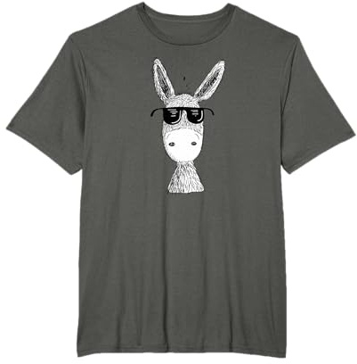 MODARTIS Cartoon Esel T-Shirt Schwarz Unisex Erwachsene Kinder Kurzarm Klassische Passform Cartoon T-Shirt