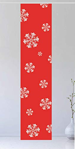 Flächenvorhang WeihnachtsKrista II Red, 260 cm hoch, 60 cm breit - Schiebevorhang - Schiebegardine, Tolles Weihnachtsmotiv mit Schneeflocken