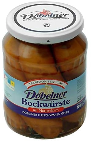 Döbelner Bockwürste im Naturdarm 5×80 g – Herzhaft-deftige Würstchen mit kräftigem Geschmack – Hochwertige Fleischqualität, knackig & vielseitig für Grill, Brotzeit oder warme Mahlzeiten