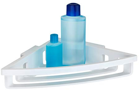 WENKO Power-Loc Eckablage Bralia Weiß, Badezimmer-Eckregal, befestigen ohne bohren Rinconera blanco 8.5 x 20 x 35 cm