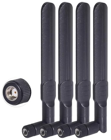 Bingfu Dual Band WiFi 2.4GHz 5GHz 5.8GHz 8dBi MIMO RP-SMA Male Antenna (4-Pack) for WiFi Router Wireless Network Card USB Adapter Security IP Camera Video Surveillance Monitor