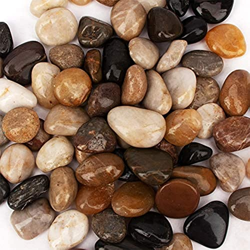 Kieselsteine für Aquarien, 8,2 kg, Flussfelsen, natürlich poliert, dekorativer Kies, Garten-Ornament, Flusskiesel, Felsen, gemischte Farben, Polierter Kies für Landschaftsbau (mehrfarbig)