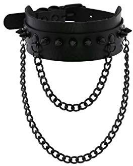BETOY Breit Lederhalsband Halskette Herz Form Damen Leder Leder Choker Halsband Damen Choker Metall Ring Halsband Gotik Punk Rock Lederband Einstellbar Kragen O Form Anhänger Quaste - Schwarz