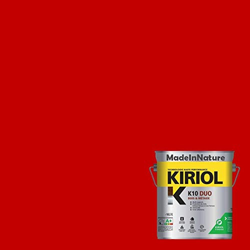 Peinture Bois et Métaux, Sous couche et Finition, Antirouille, sur Fer, Acier Galvanisé, même rouillés, très opacifiant, de MadeInNature (0.75 litre pour 10 m², soit 5 m² pour 2 couches, RAL 3020)