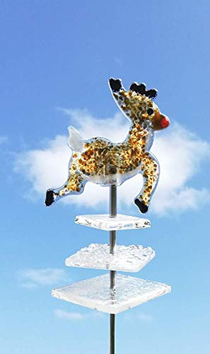 Rentier Gartenstecker bewegt sich im Wind Schneetänzer Snow Swinger Sun dancer