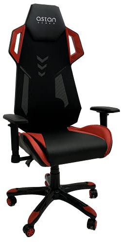 Astan Hogar Silla Gaming Stream Team Ergonómica, Reposabrazos 2d, Reclinable 155º, Negra/Roja AH-AG10100RJ