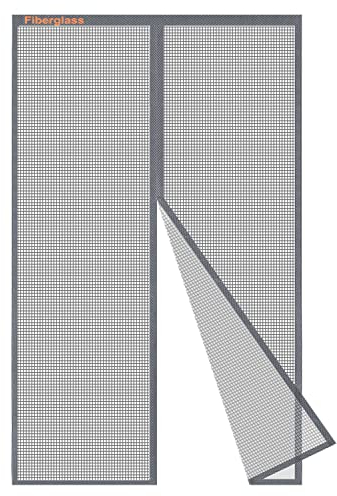 Risareyi Moustiquaire Porte Fenetre 180x210cm, en Fibre de Verre Gris Moustiquaire Aimantée Sans Perçage Avec Bande Adhésive, Rideau Magnétique pour Balcon, Fermeture Automatique