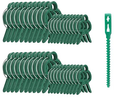 Pflanzenclips Pflanzenklammern für Rankhilfe Tomaten, Rosen, Gurken und andere Rankpflanzen – Besonders einfache Rankhilfe für Pflanzen (40Große+40Klein+20 Binder)…