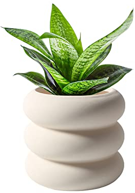 SANDYBAYTAS Keramik-Blumentopf für den Innenbereich, 11,4 cm, Beige, unglasierter Blumentopf mit Ablaufloch, kleine Blasen-Design, Keramik-Pflanzgefäß für Zuhause und Büro