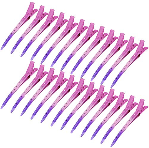 Bantoye Lot de 24 pinces crocodiles en métal antirouille avec trous pour coiffure, coloration des cheveux, dégradé de rouge rose 8,5 cm