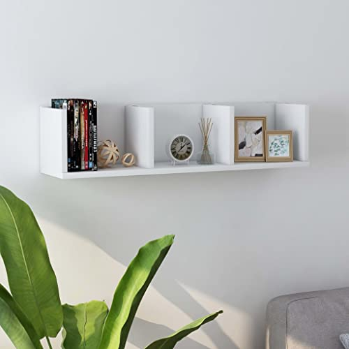 WIFESE CD-Wandregal Weiß CD Regal Wand Regale Dvd Regal Schmal CD StäNder CD Regal Weiss CD Regal Holz Regal HäNgend Drei offene Fächer Aufbewahrungsschrank 75x18x18 cm Holzwerkstoff