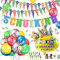 Humairc Deko Einschulung Schulanfang Deko Junge Mädchen Schulkind Girlande Schultüte Girlande Einschulung Konfetti Luftballon Schulkind Folienballon Schuleinführung Schulstart (Bunt) (Schulkind)