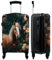 NoBoringSuitcases.com® Koffer groß Trolley Rollkoffer Reisekoffer mit 4 Rollen Fotokoffer - Pferd - Natur - Blumen - Wald - Tiere - 67x43x25cm - 90 Liter