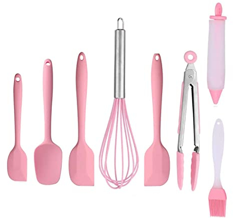 Pink Silicone Kitchen Utensils Set Silicone Kitchen Utensils Set Cake Scraper Heat Resistant Whisk Spatulas Silicone Brush Garnish Pen Baking Food Clip