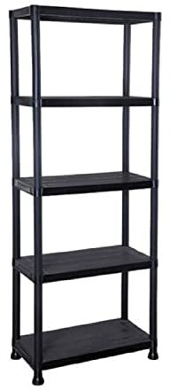 Top Home Solutions 5 Tier Plastic Shelving - Home Storage Unit Shelves Rack - Racking Garage Organiser- For Kitchen Bathroom Gardening And Shed Storage Rack