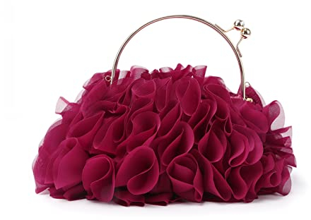 Jywmsc Bolsos de Embrague Florales para Mujer, Bolso de Noche de Flores de Satén, Bolsos de Fiesta de Graduación