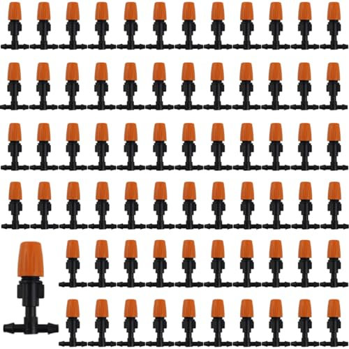 GXXMEI Juego de 124 aspersores de riego por goteo ajustables con kit de riego por goteo en T de 1/4 pulgadas para riego por aspersión sistema de refrigeración de plantas (62 pares)