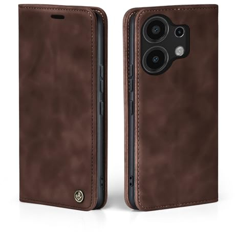 LBH Handyhülle für Xiaomi Redmi Note 13 Pro in Dunkelbraun mit Karten- und Geldfach Smartphone Hülle mit Standfunktion Flip Case Schutzhülle Magnetverschluss Vintage