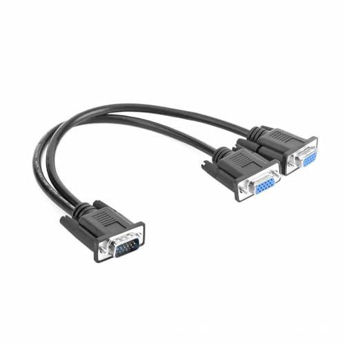 BUBUCAM Câble répartiteur VGA en Y, VGA 1 mâle vers VGA 2 femelle, câble adaptateur double VGA pour écran de duplication – 300 cm, noir (sans extension d'écran)