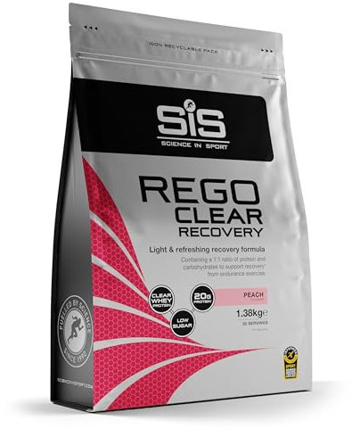 Science in Sport Rego Clear Isolate Pulver 1,38kg Pfirsich - Regenerations Drink Pulver mit Kohlenhydraten, Proteinen und Vitaminen, Unterstützt effektives Training