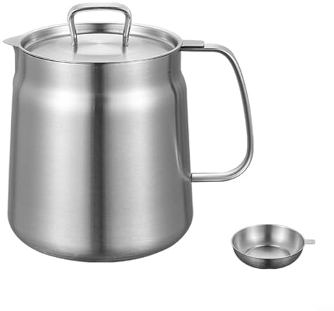 Contenitore per olio, contenitore per grasso in acciaio, contenitore per olio d'oliva, a tenuta stagna, con filtro (2 l, opaco)