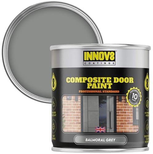 INNOV8 COATINGS COMPOSITE DOOR PAINT - 750 ml - No Primer or Top Coat - Fast Drying - Satin Finish - Balmoral GREY - Exterior Door Paint