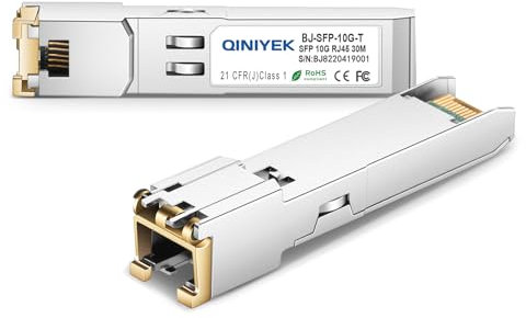 QINIYEK Module cuivre SFP vers RJ45, émetteurs-récepteurs de 10Gbase-T SFP+ compatibles avec Cisco, Meraki, Ubiquiti, D/TP Link, Supermicro, Netgear, Broadcom and Open Switches, Plug and Play, 30M