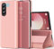 Custodia per Samsung Z Fold 6 5G Cover Clear View Specchio Galaxy Z Fold 6 Standing Cover Flip Case Mirror Magnetic con Z Fold 6 Flip Shell Protective Cover per Samsung Z Fold 6 (Rosa)
