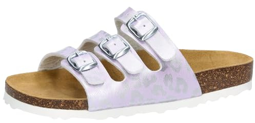 Lico Unisex Kinder Bioline Kids 3-schnaller Pantoletten, Lila Silber, 35 EU