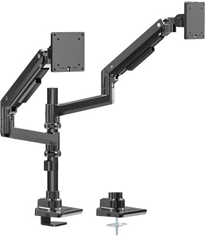 Wiltec Dual Monitor Stand max. 20 kg Desk Mount for 17-49 Inch Computer Screens, Adjustable Arms with Desk Clamp or Grommet Mounting, Easy Assembly with Tilt, Rotation and Swivel Function