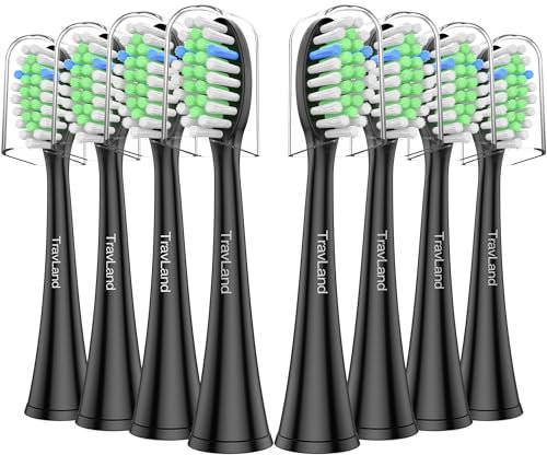 8 Pack TravLand Replacement Brush Heads Compatible with Ordo Electric Toothbrush (Black, M)