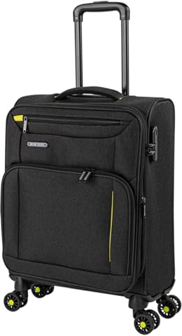 JASLEN - Koffer Klein Handgepäck - 4 Rollen - Handgepäck 55x40x20 Leicht und Robust - Reisekoffer Klein aus Hochwertigen Materialien, Schwarz