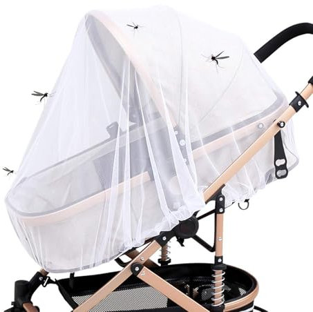 GeekerChip Zanzariera Passeggino Universale per Carrozzina,Zanzariera per Passeggino,Zanzariera Passeggino Pieghevole a maglia fine,Protezione da Vespe,Zanzare e Insetti(Bianco)
