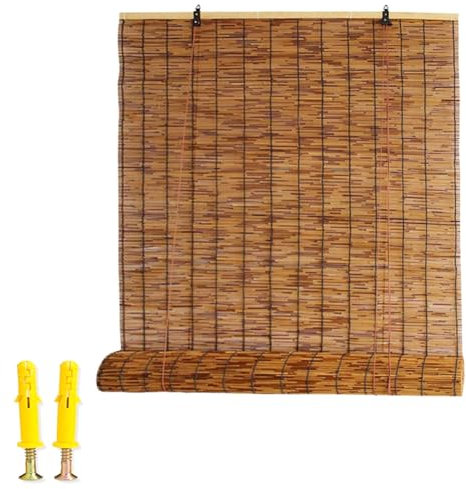 Bambusrollo für Fenster Wetterfest Bambus Rollo mit Lifter Sonnenschutz Sichtschutz für Aussen Terrasse Balkon Garten 50 80 110 140 170 180cm