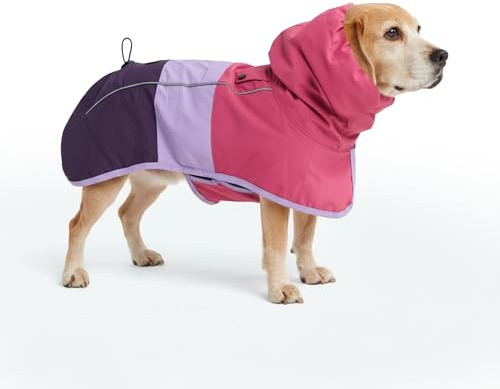 Spark Paws Dog Raincoat, Waterproof Coat Rain Jacket for Small Medium Large Dogs, Reflective Breathable Full-Body Coverage - Pink Lilac Purple - 2XL