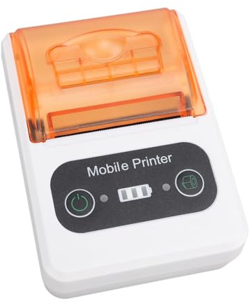 Garsent Bluetooth Thermal -Quittungsdrucker 58 Mm, Android Portable Pocket Rill Bill Ticket POS -Drucker für Kleine Unternehmen, Kompatibel mit Android (orange weiß)