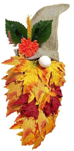 Flaroey Christmas Fall Gnome Wreath, Fall Gnome Wreath Door Hanging, Fall Maple Leaf Wreath, Artificial Wreath Decorations
